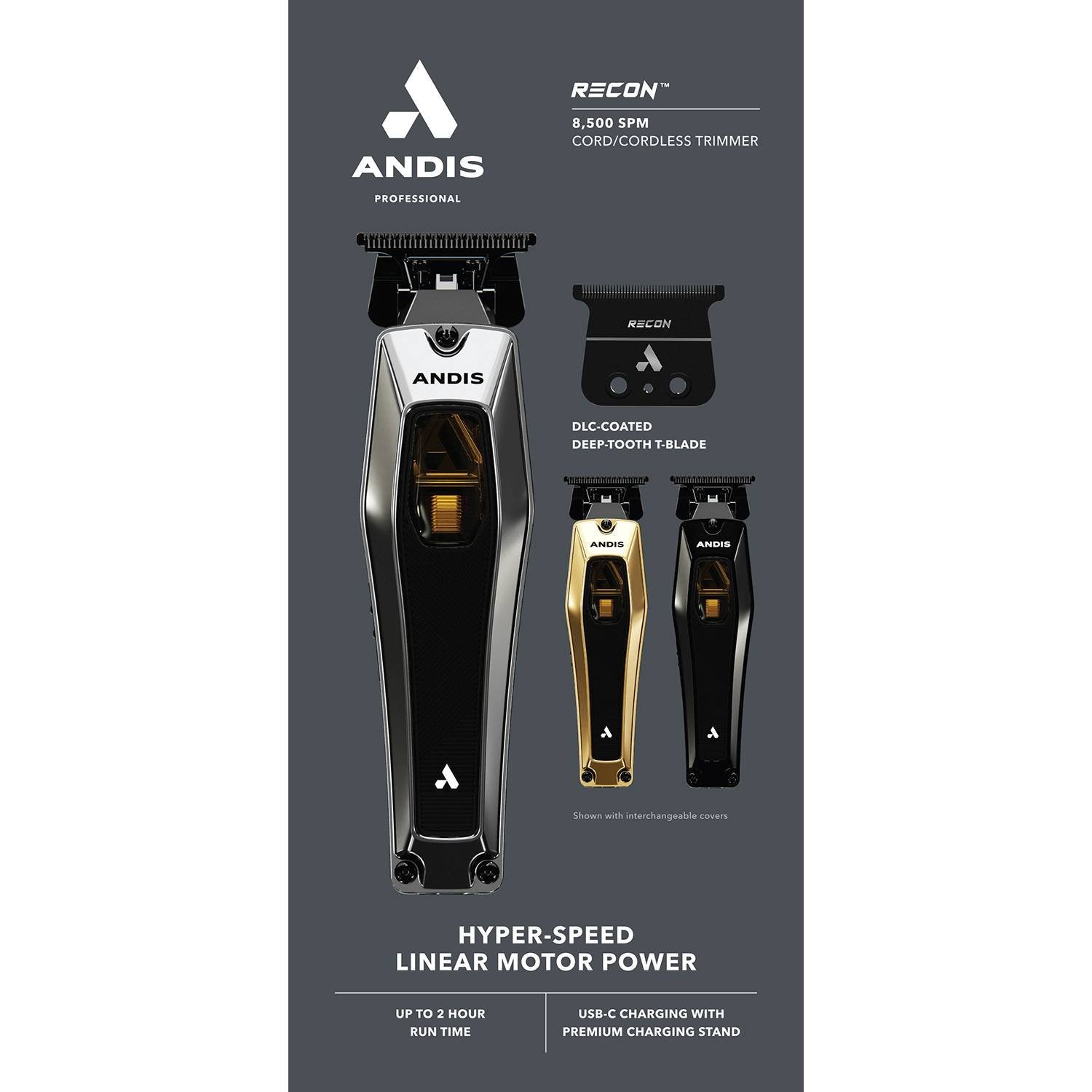 ANDIS TRIMMER RECON LMT LI BLK CHROME