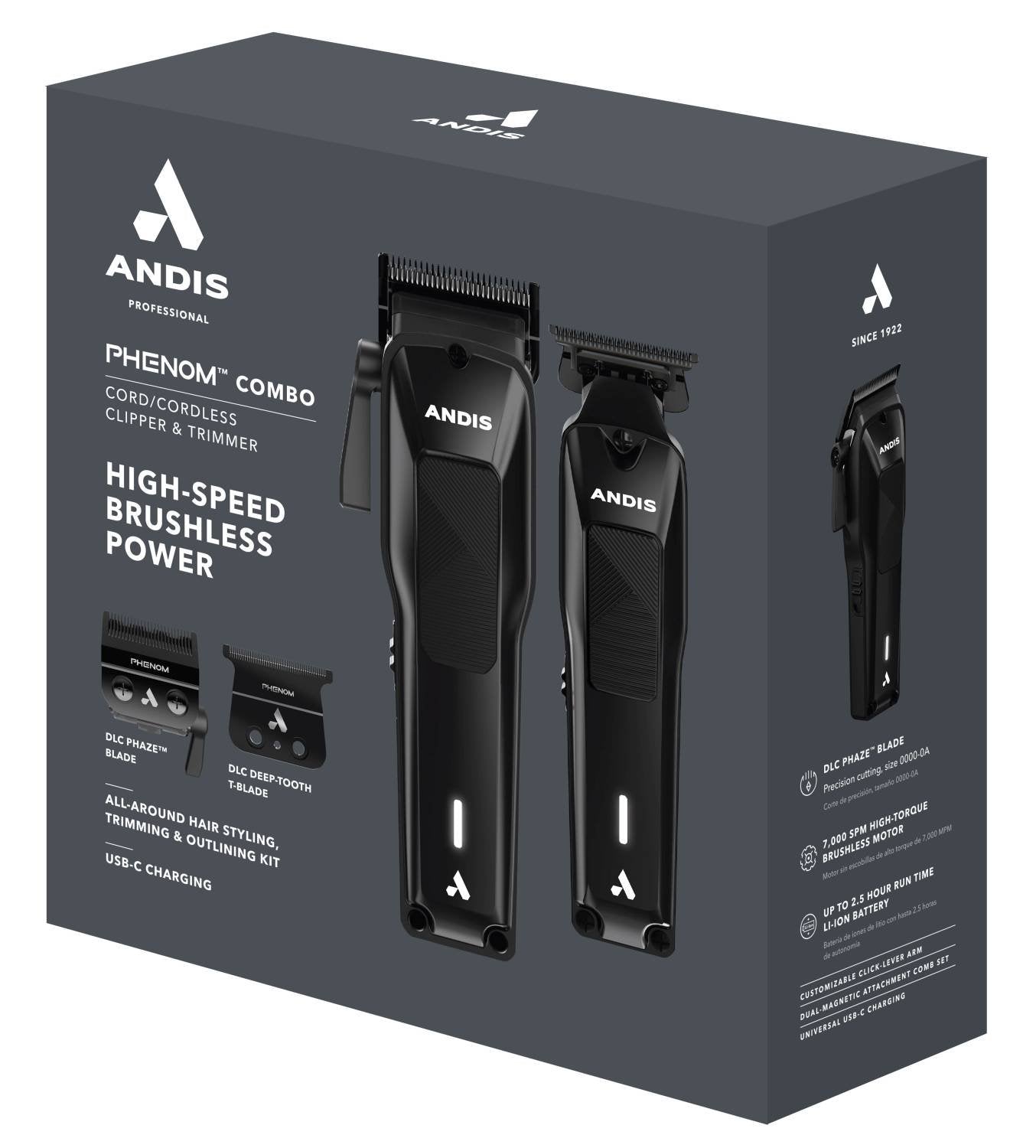 ANDIS PHENOM COMBO CLIPPER/TRIMMER BLK