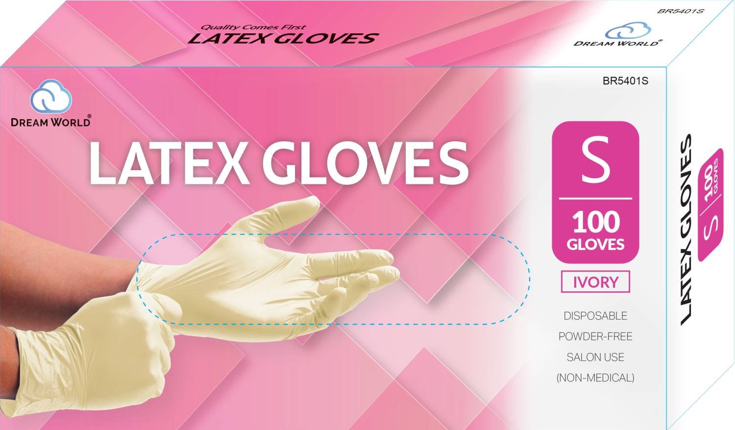 DREAM GLOVES LATEX 100PC/BOX IVORY SMALL