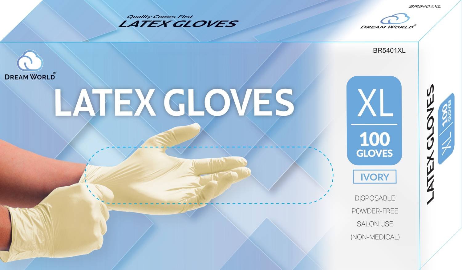 DREAM GLOVES LATEX 100PC/BOX IVORY X/LARGE