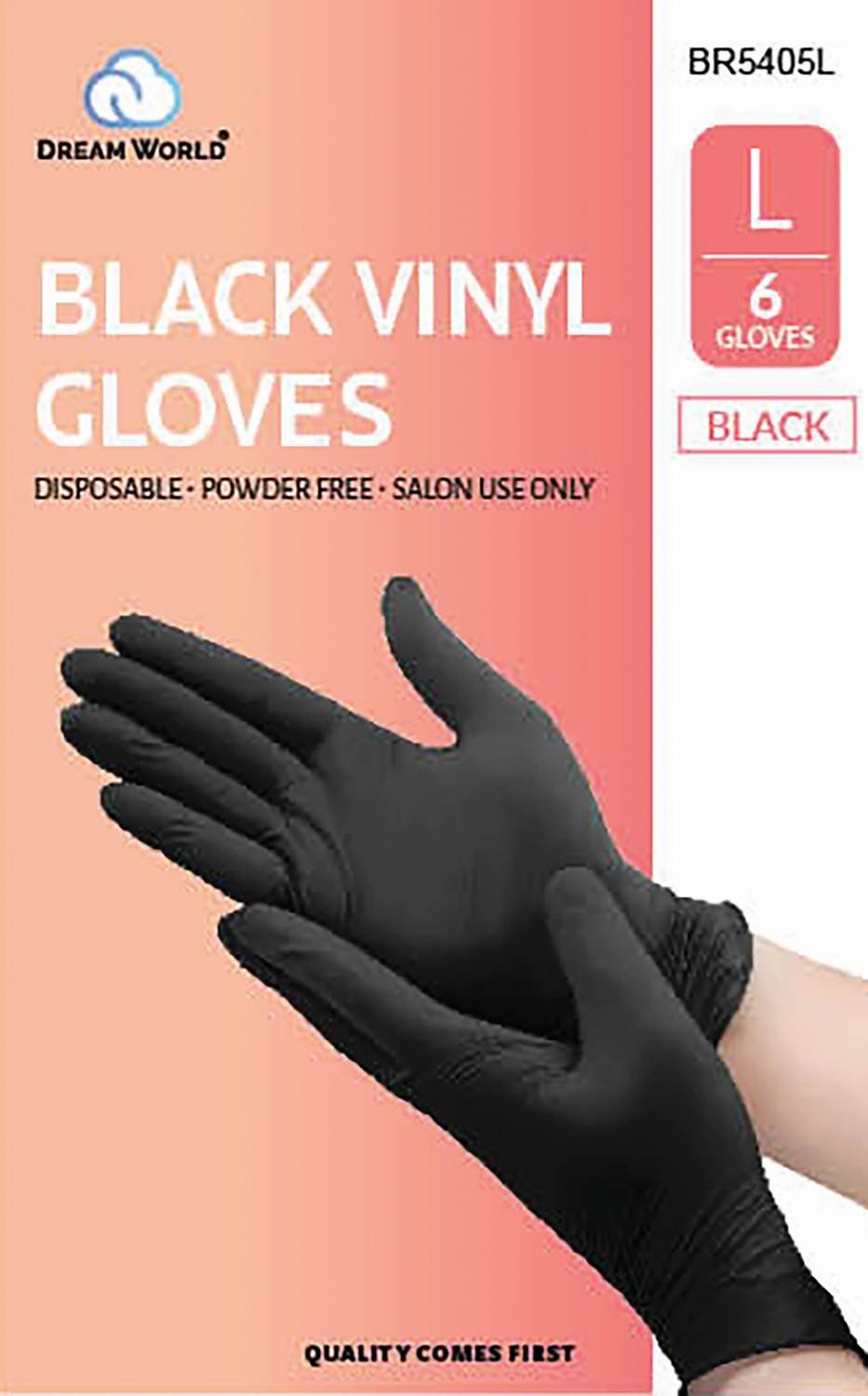 DREAM GLOVES VINYL 6PC/PK BLACK LARGE