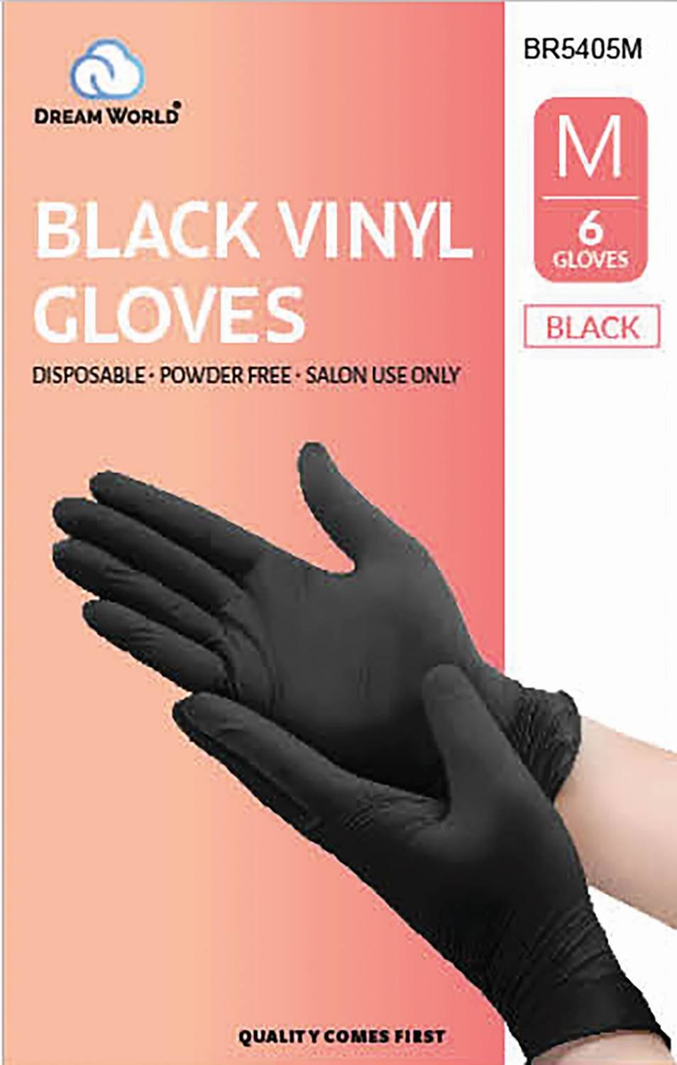 DREAM GLOVES VINYL 6PC/PK BLACK MEDIUM