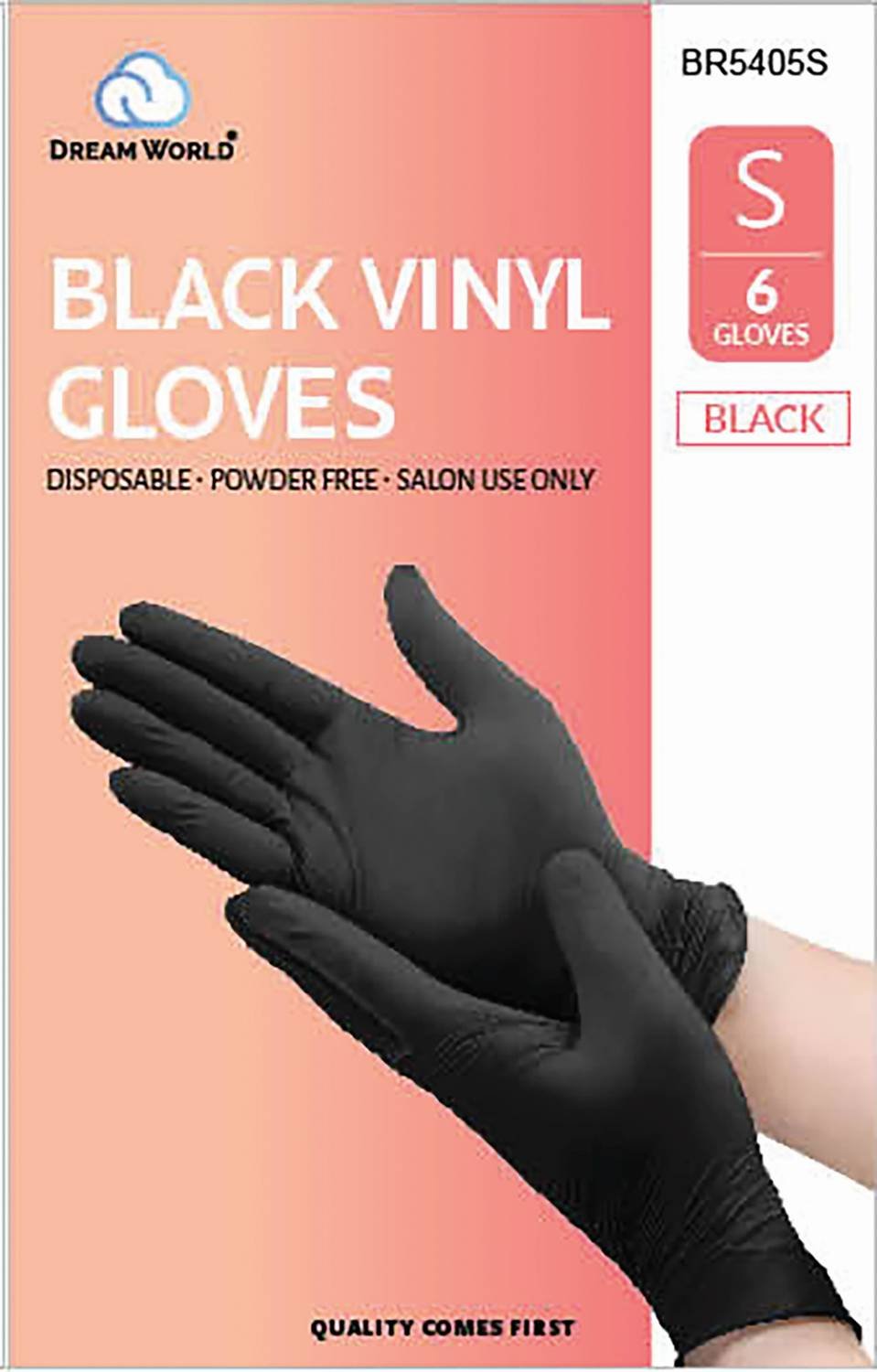 DREAM GLOVES VINYL 6PC/PK BLACK SMALL