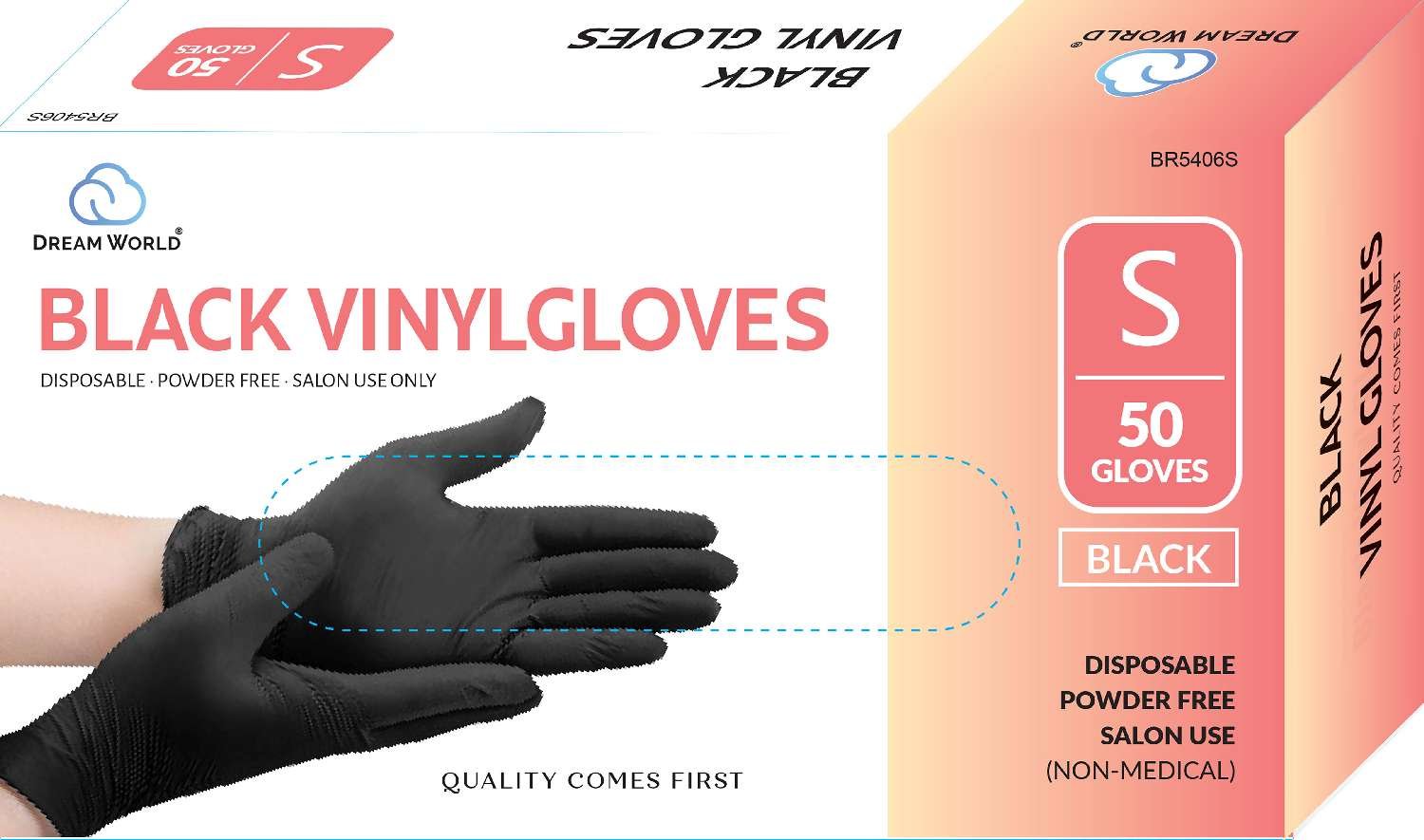 DREAM GLOVES VINYL 50PC/BX BLACK SMALL