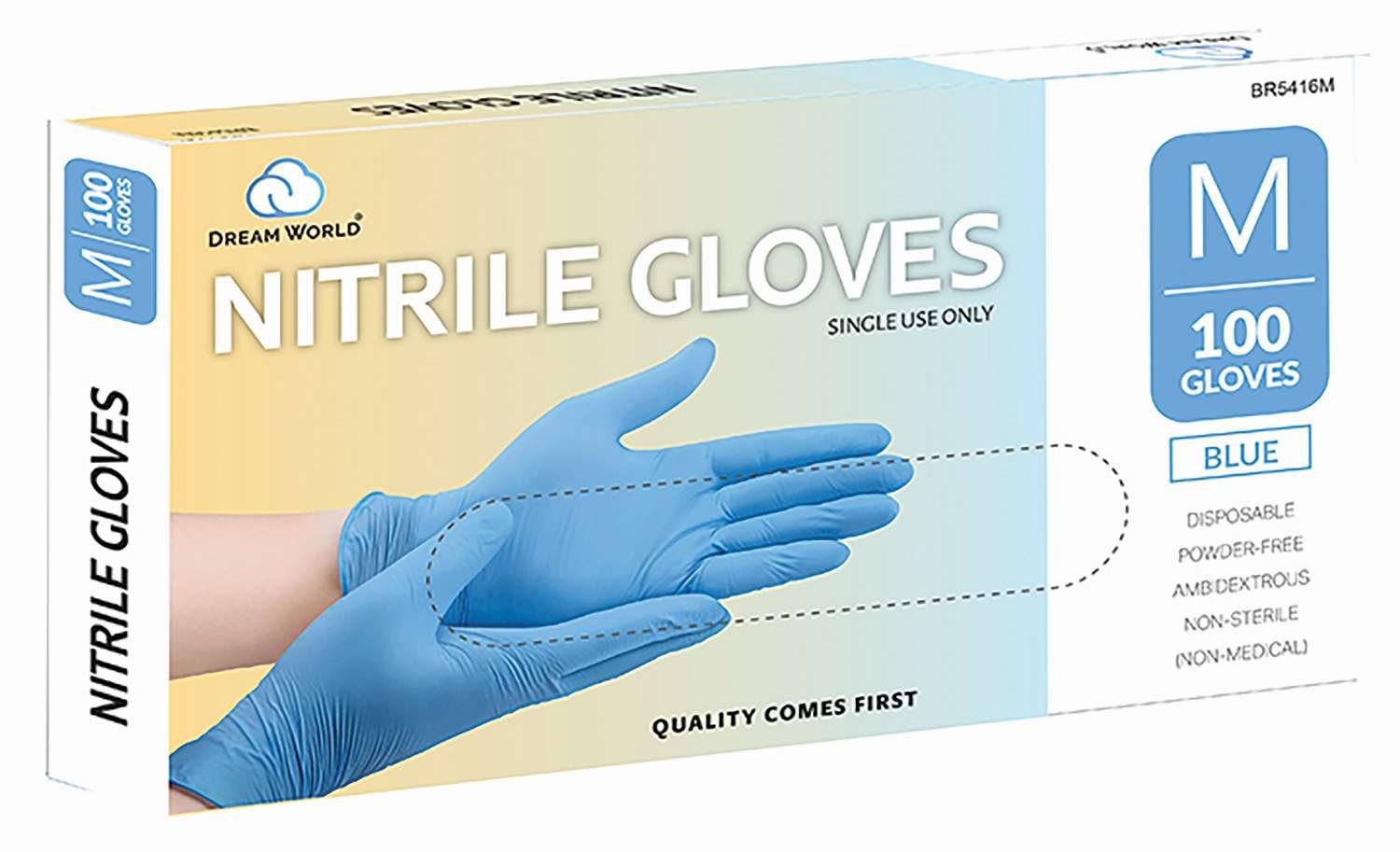 DREAM GLOVES NITRILE 100PC/BX BLUE MEDIUM