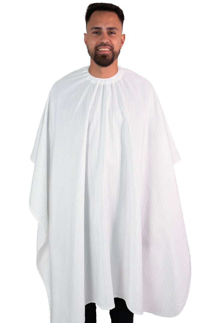 BS THE BARBER CAPE WHITE/BLACK PINSTRIPE