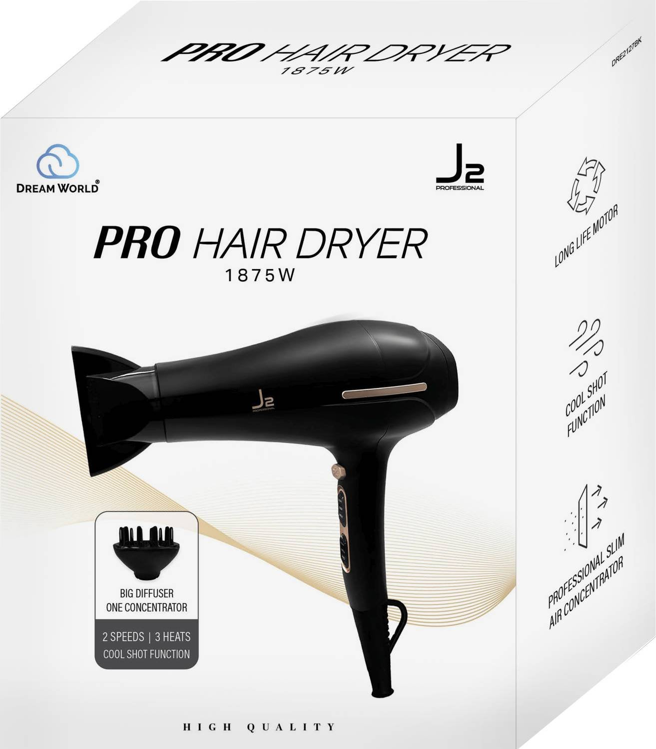 J2 H/T DRYER WITH DIFFUSER BLACK