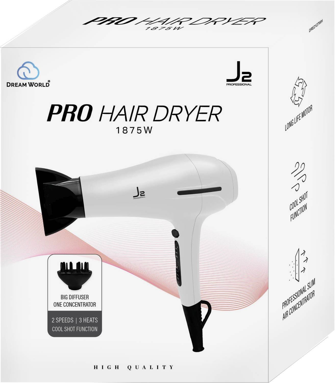 J2 H/T DRYER WITH DIFFUSER WHITE
