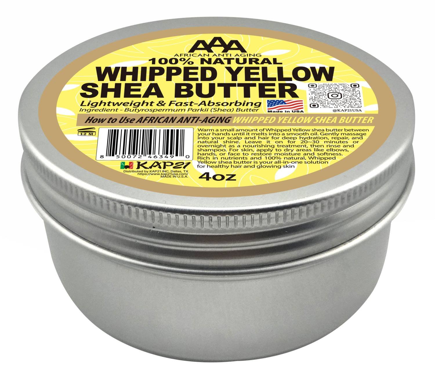 AAA AFRICAN SHEA BUTTER [WHIPPED] 4 OZ