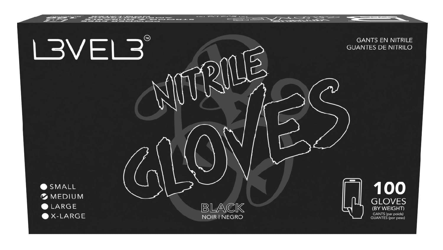 LEVEL3 NITRILE GLOVES BLACK [MEDIUM]