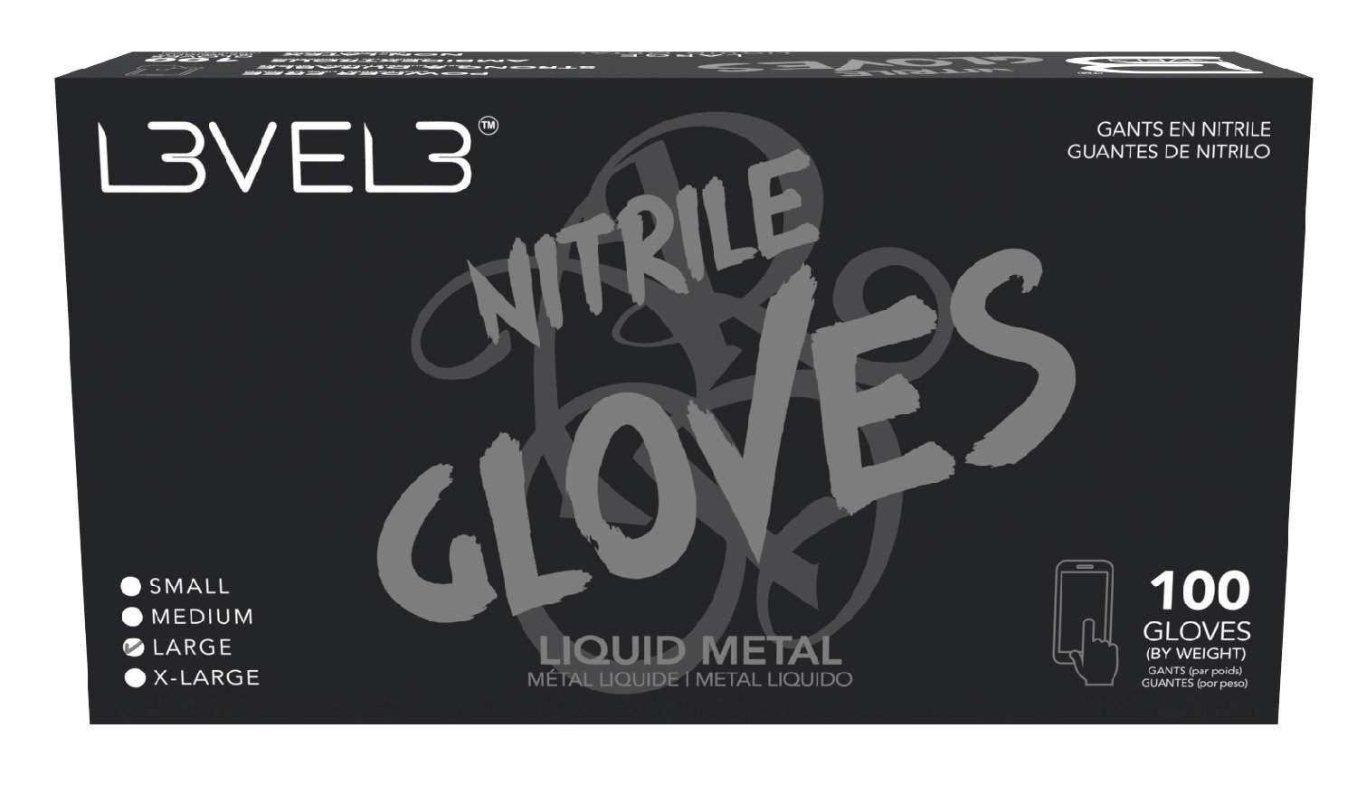 LEVEL3 NITRILE GLOVES METAL [LARGE]
